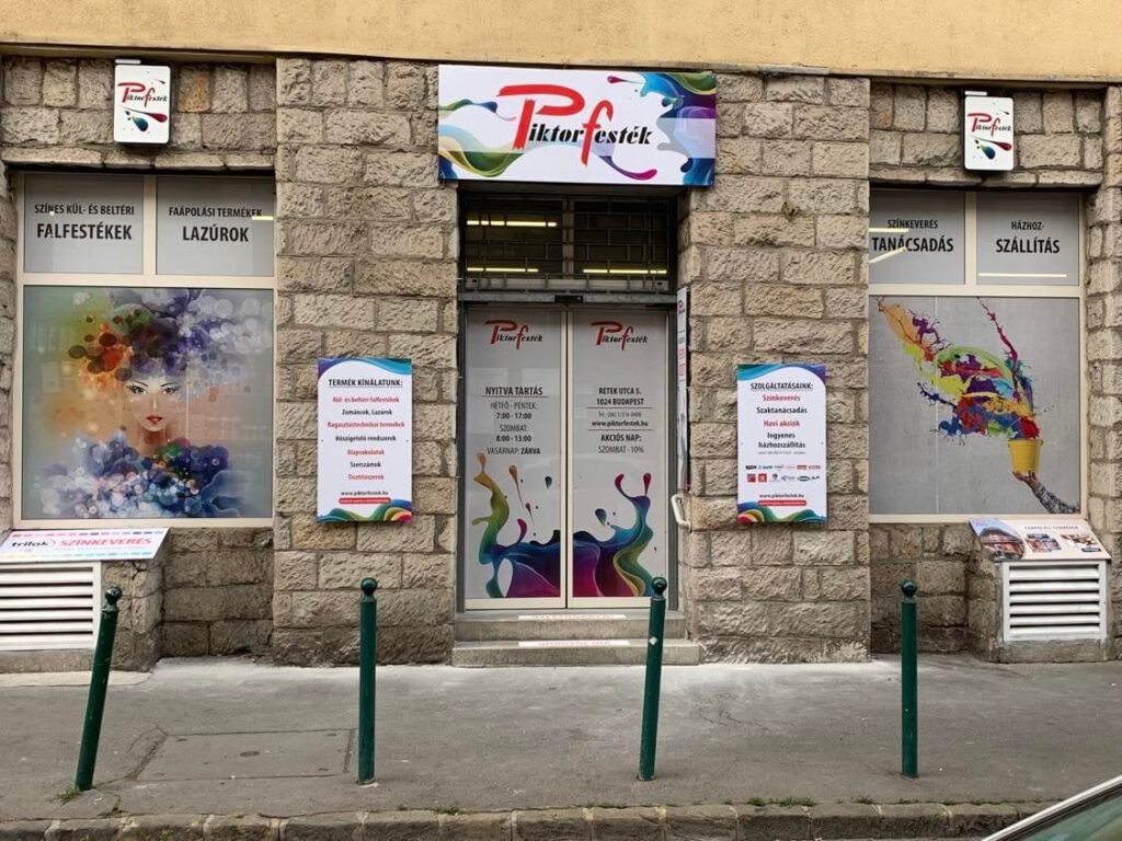 Piktorfesték Budapest II. ker. Retek utca üzlet homlokzata
